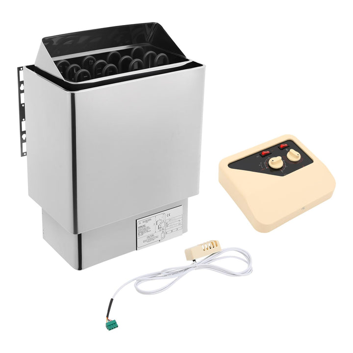 6 kW Elektrisch Saunaofen Wandmontage Saunaherd aus Edelstahl mit Steuerung Temperatur 120°C Zeit 18