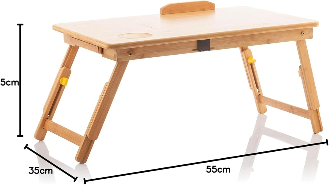 InnovaGoods Lapwood Klappbarer Beistelltisch aus Bambus, Holz, 53,5 x 21-27 x 34 cm. Medidas aprox.