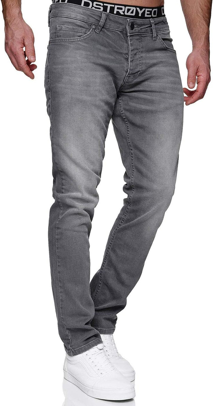 MERISH Jeans Herren Slim Fit Stretch Jeanshose Designer Hose Denim 9148-2100 33W / 32L 1512-04 Grau,