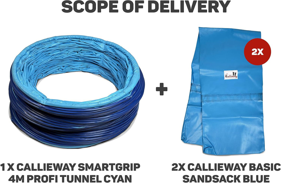 Callieway® Dog Agility Tunnel Profi Hunde Tunnel Agility Gerät (Stützsandsäcke bereits inklusive) (H