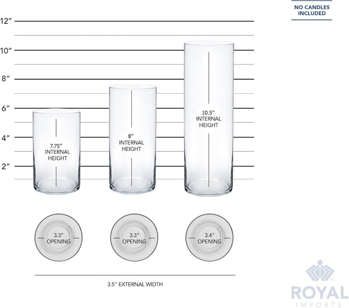 Royal Imports Vase dekorative Glaszylinder Mittelachse für den Haushalt oder Hochzeit 3er Set ohne K