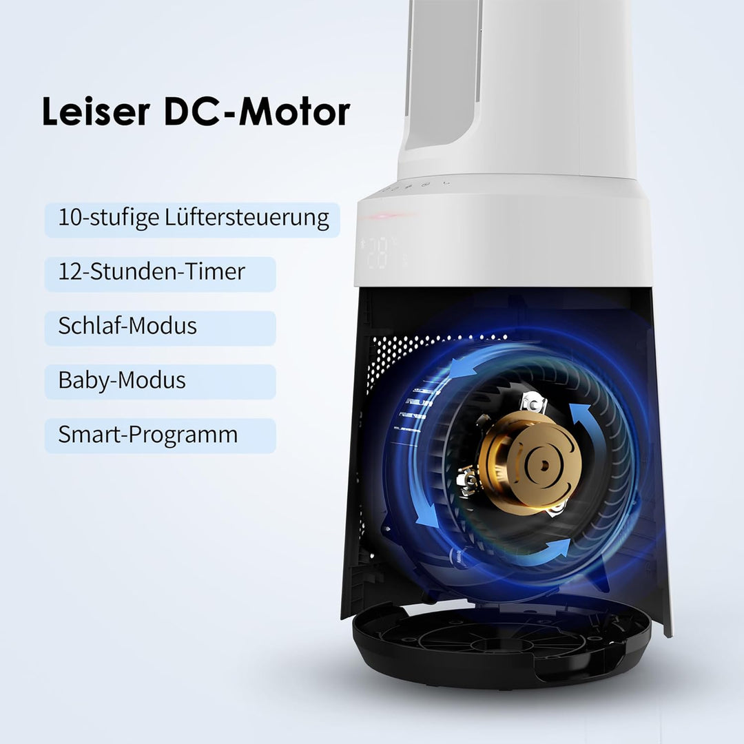 aeco AirX Guard 2-in-1 Turmventilator mit H13 HEPA Luftreiniger Rotorloser Standventilator mit Fernb