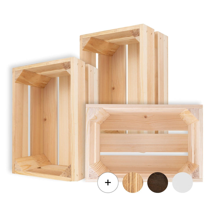 Creative Deco 3 x Kleine Holzkiste Natur | Weinkisten Set Obstkiste Holz | 30 x 20 x 15 cm | Geschli