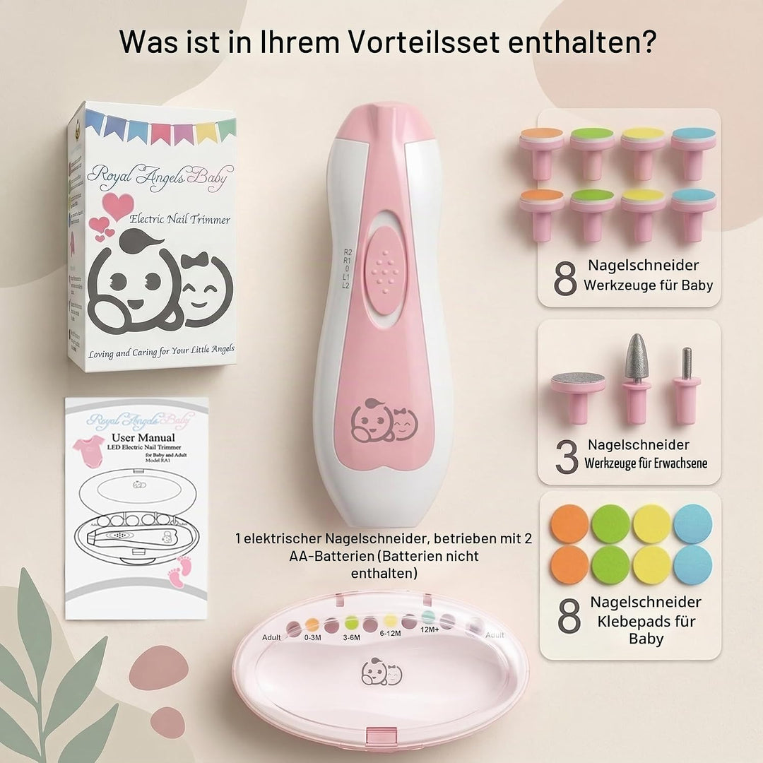 Royal Angels Baby-Nagelfeile 21 in 1, mit zusätzlichen 13 Ersatzwerkzeugen, Baby-Nagel, Baby-Nagelsc