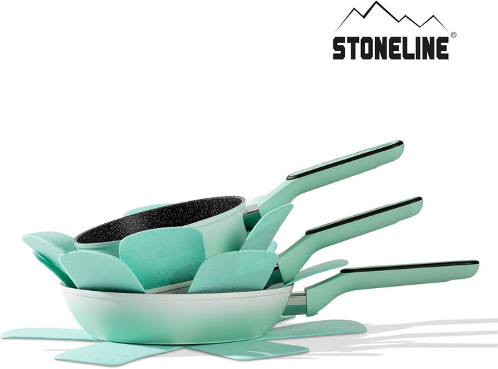 STONELINE Kochgeschirr Set 11-teilig 18/20/24 cm Set Pfannen und Töpfe mit Deckel, Topfset Pfanne In
