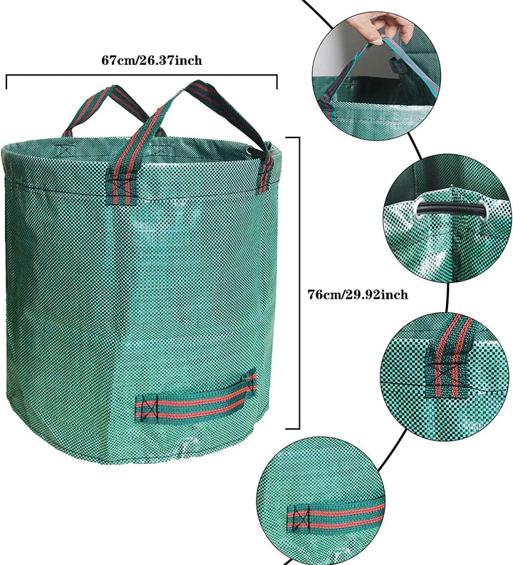 6er Set Gartensack -272L Gartenabfallsack mit extra verstärktem Boden -Heavy Duty Gartenarbeit Säcke