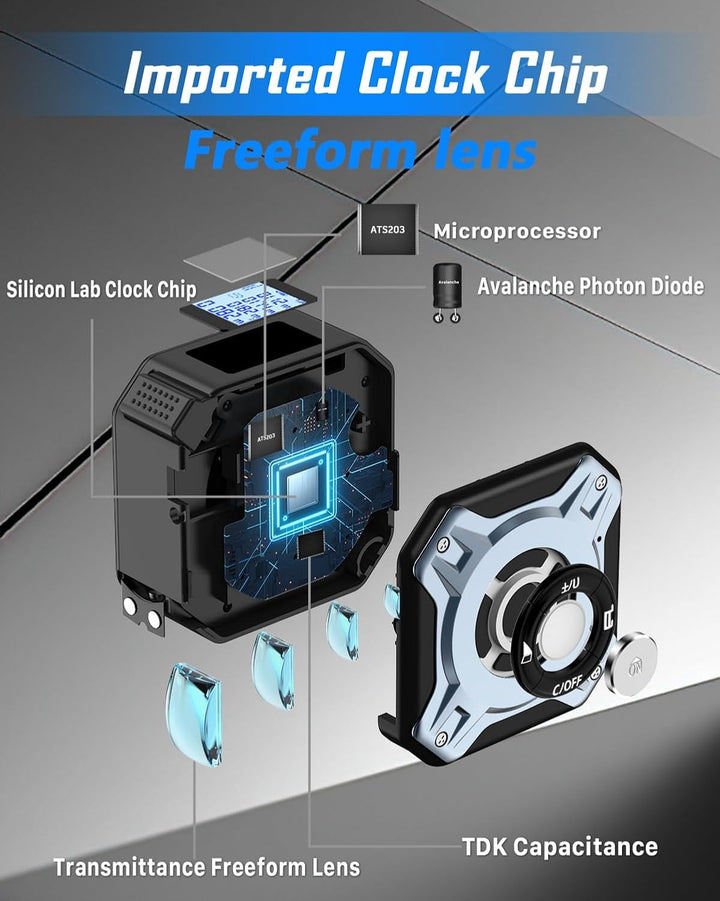Laser Massband 2-in-1, 40m Laser Entfernungsmesser & 5m Massband, USB-C Aufladung Lasermessgerät, HD