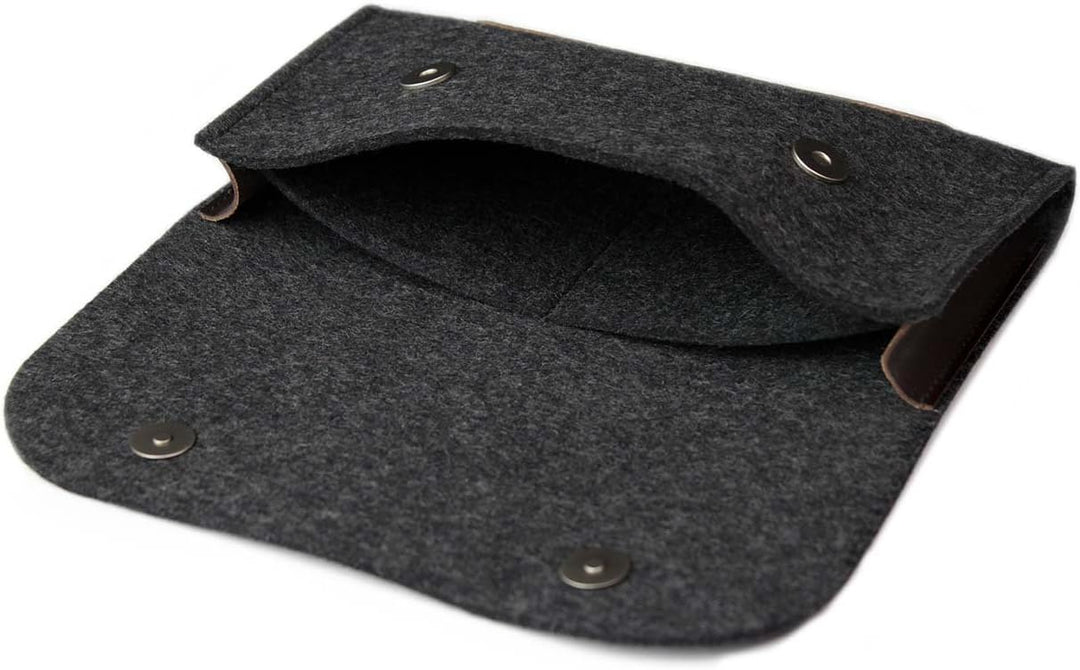 Pack & Smooch MacBook iPad Pro Zubehör Und Kabel Tasche 100% Wollfilz Und Pflanzlich Gegerbtes Leder