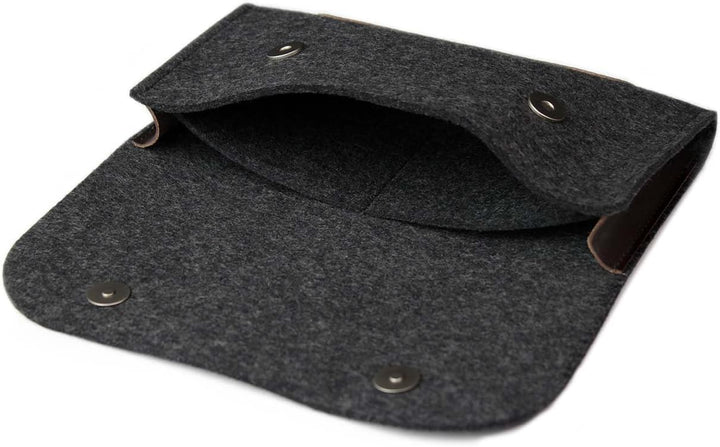 Pack & Smooch MacBook iPad Pro Zubehör Und Kabel Tasche 100% Wollfilz Und Pflanzlich Gegerbtes Leder