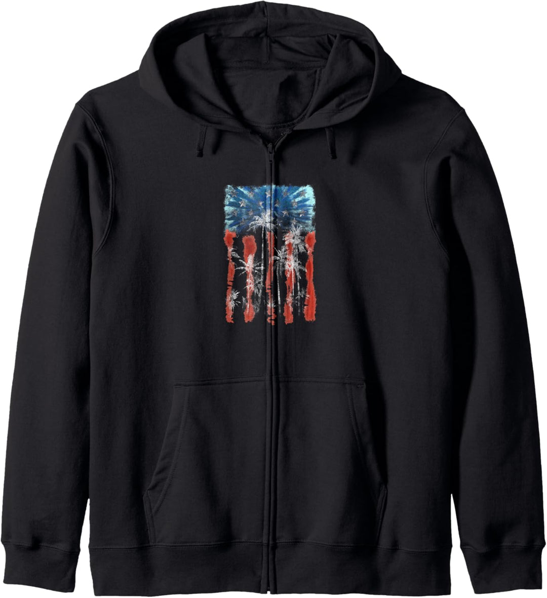 Americana Palm and Stars Tie Died American Flag Kapuzenjacke