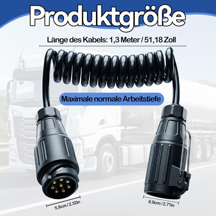 13-polig Spiralkabel Verlängerungskabel, 13 polig auf 13-polig Adapter Stecker Männlich Weiblich, 1.