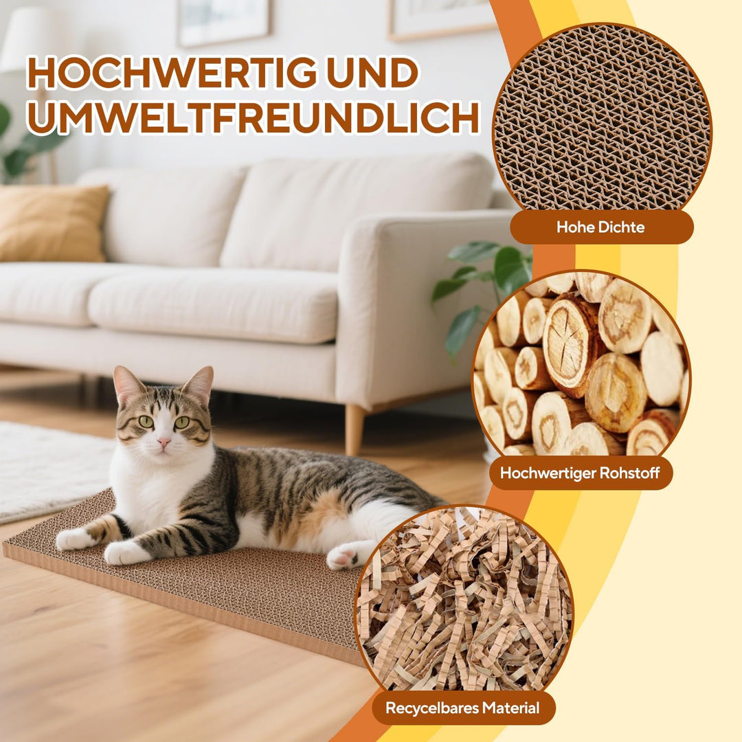 Kratzbrett Katze mit Box, 7Stk. kratzpappe für Katzen mit hochwertiger Karton, Widerstandsfähig Katz