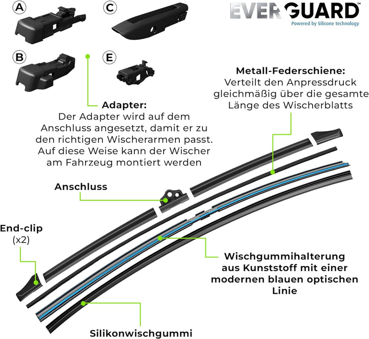 VALEO EVERGUARD - Premium - VSF55 - Silikon-Wischerblatt - 566009 - Länge: 550mm - Vorne (Beinhaltet