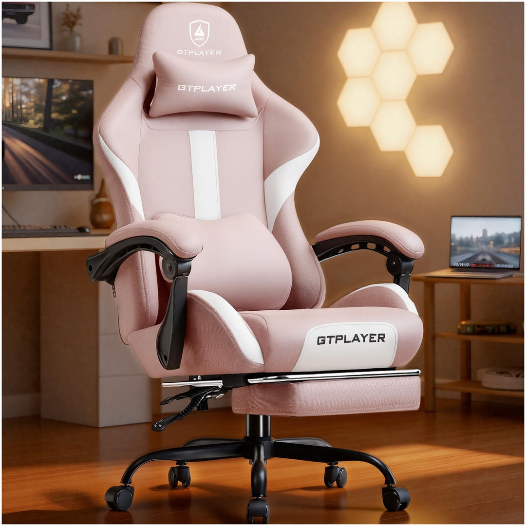 GTPLAYER Gaming Stuhl, Gamer Stuhl, Atmungsaktiver Bürostuhl aus Hochwertigem Stoff, Ergonomischer P