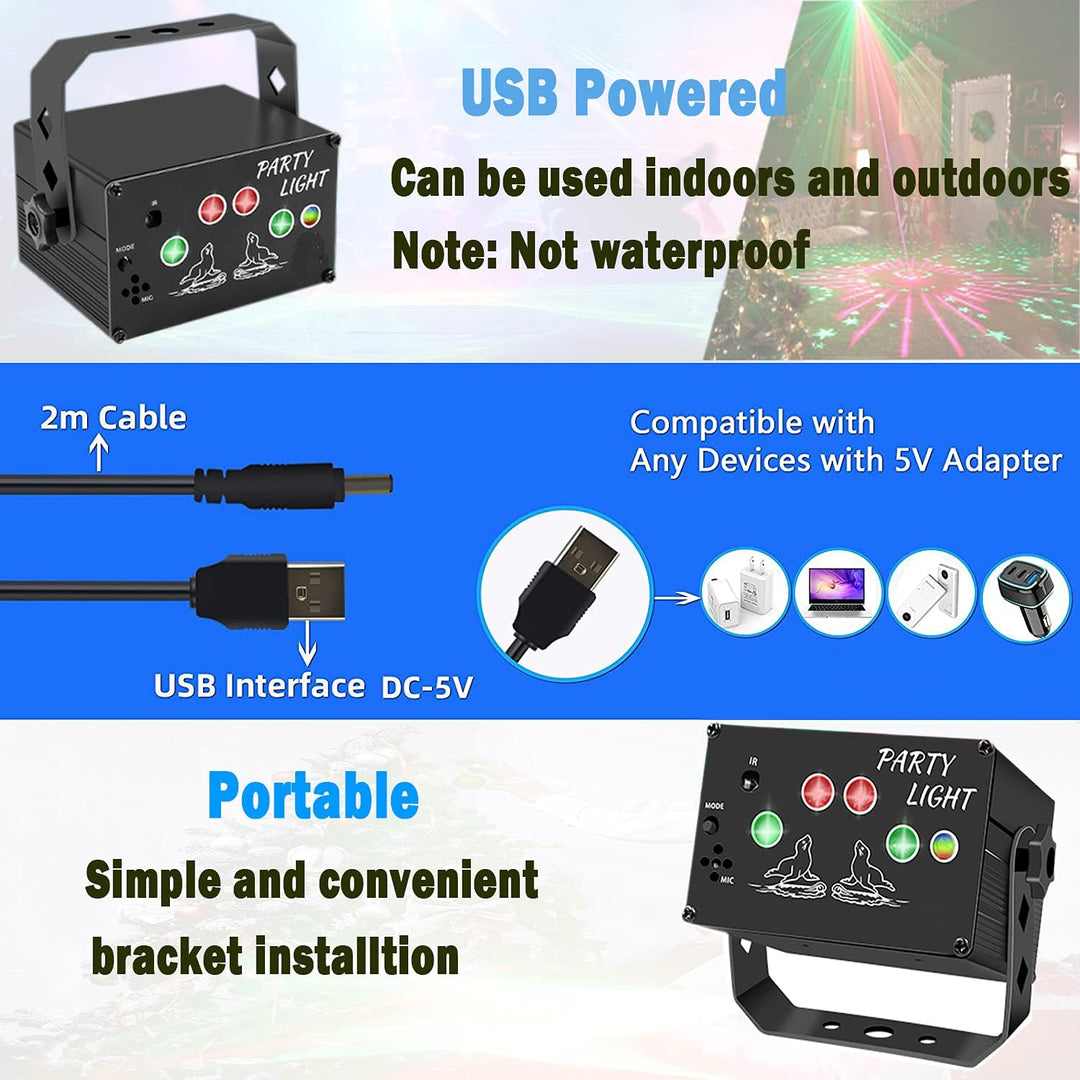 Discolicht, 120 LED-Muster Partylicht USB Neu aktualisiert aurora light Sound Aktivierte Bühnenlicht