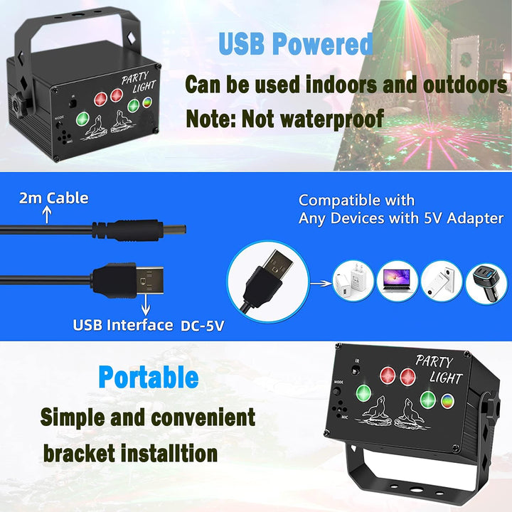 Discolicht, 120 LED-Muster Partylicht USB Neu aktualisiert aurora light Sound Aktivierte Bühnenlicht
