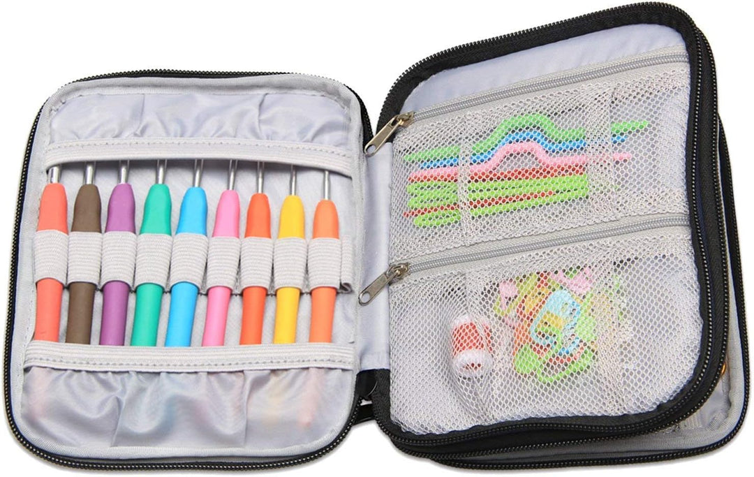 Damero Häkelnadeln-Tasche, Stricktasche für Stricknadeln, Handarbeitstasche für Haken, Stricken, Bla