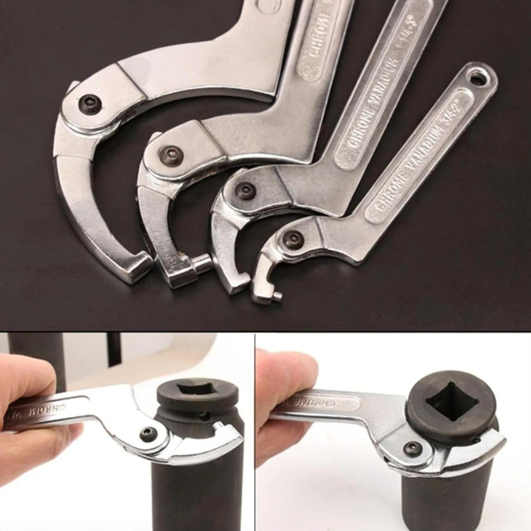 Poweka Verstellbarer C-Stiftschlüssel Hakenschlüssel,(4 Stück) 3/4-2", 1 1/4-3", 2-4 3/4", 4 1/2-6 7