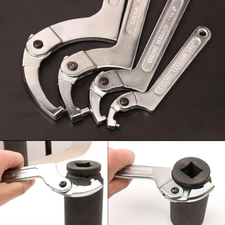 Poweka Verstellbarer C-Stiftschlüssel Hakenschlüssel,(4 Stück) 3/4-2", 1 1/4-3", 2-4 3/4", 4 1/2-6 7