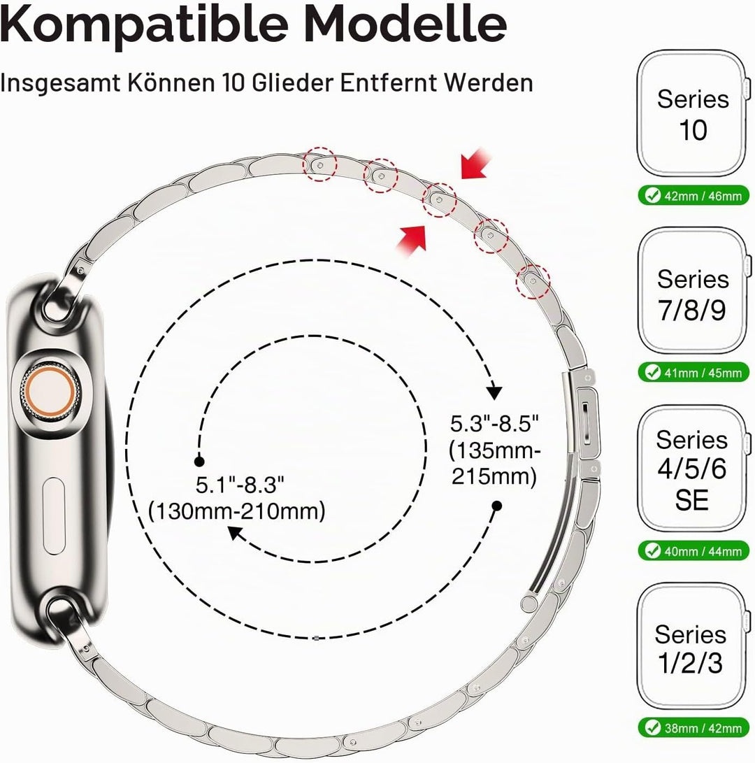 Metall Kompatibel mit Apple Watch Armband 42mm(Series 11 10) 40mm 41mm 38mm, Damen Herren Edelstahl