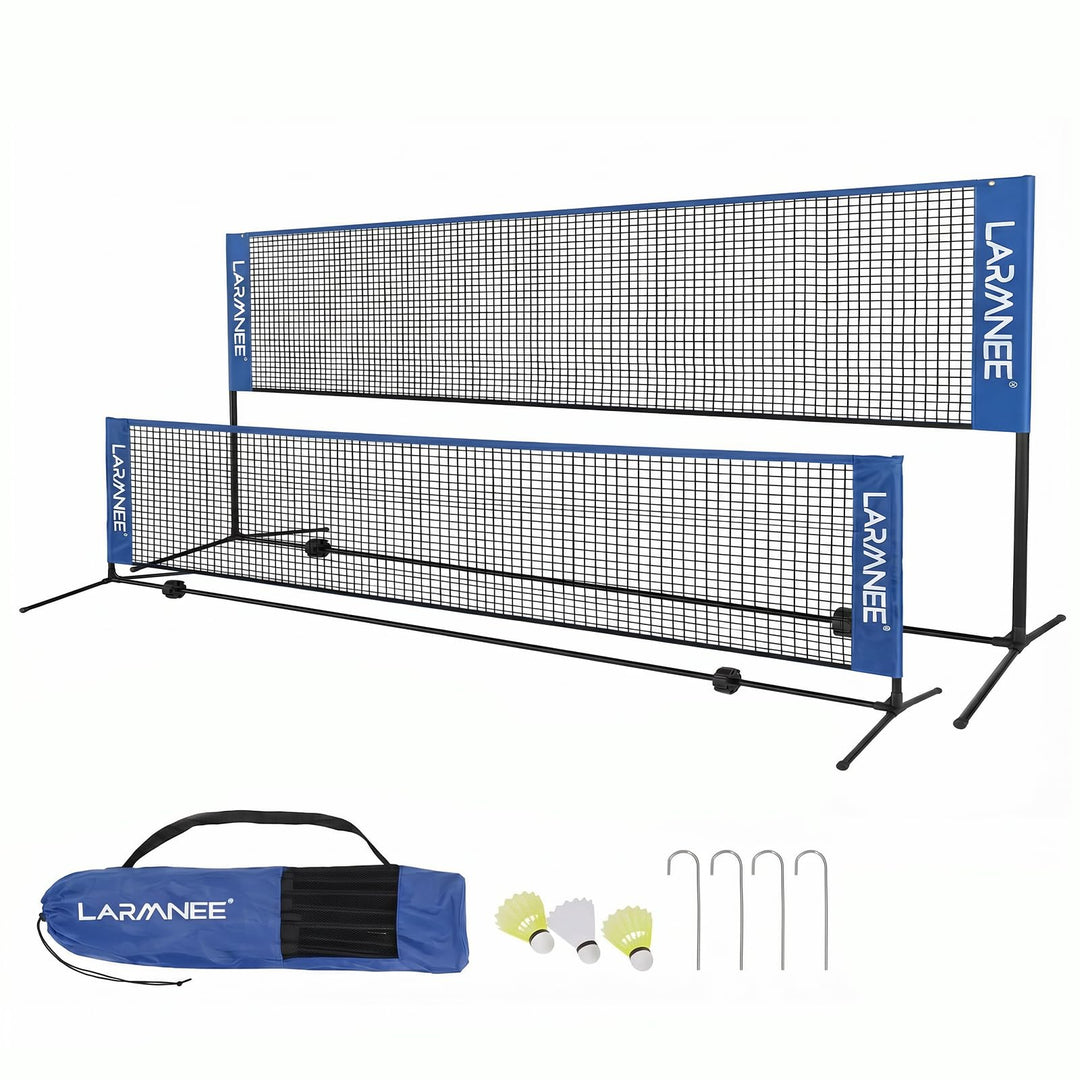 LARMNEE Badmintonnetz, Tennisnetz, 300cm|400cm|500cm Federballnetz höhenverstellbar, Set bestehend a