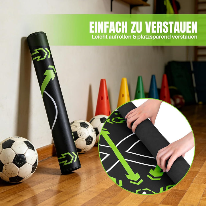 Hikeen Kicktrainer mit Fussball und geräuschlose Fussbalmatte zum verbessert Geschwindigkeit, Kraft