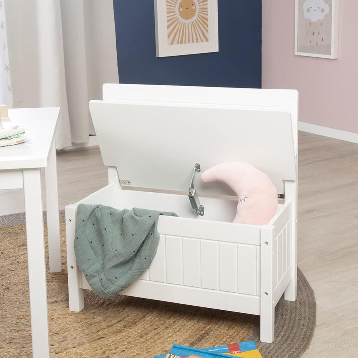 roba Truhenbank, Sitzbank für Kinder, Kindermöbel zum Sitzen und Aufbewahrung von Spielzeug, weiss K