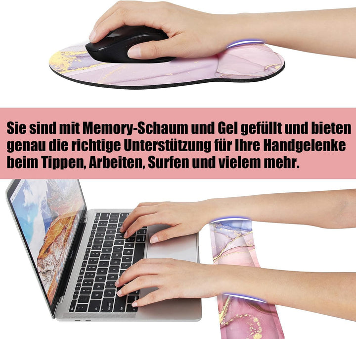 3-in-1 Handgelenkauflage Set, Mauspad mit Gelkissen+Handballenauflage Tastatur+Untersetzer,Ergonomis