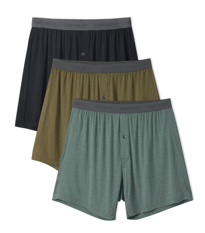 DAVID ARCHY Herren Boxershorts aus Bambusviskose, ultraweich & atmungsaktiv,lockere Passform mit Kno