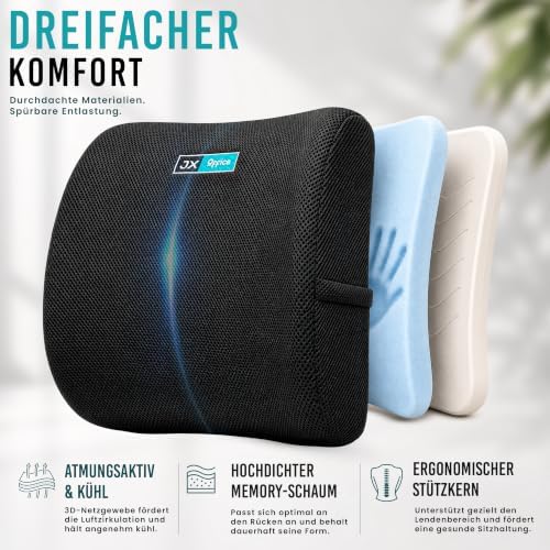 Rückenkissen – Ergonomische Lordosenstütze aus Memory Foam – Für mehr Sitzkomfort zuhause &amp; im Büro
