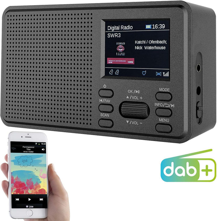 VR-Radio Digital Radio: Mobiles Digitalradio mit DAB+ und UKW, LCD-Farbdisplay, Wecker, 8 Watt (Mobi