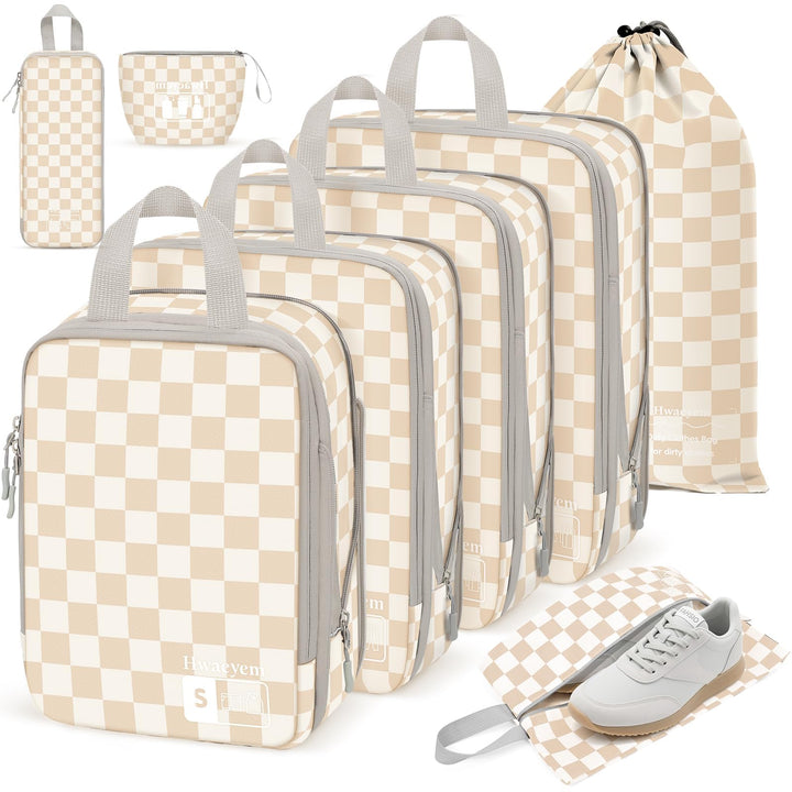 8er-Set Kompressions-Verpackungswürfel für Reisen, leicht, langlebig, Packwürfel, Zubehör, Taschen,