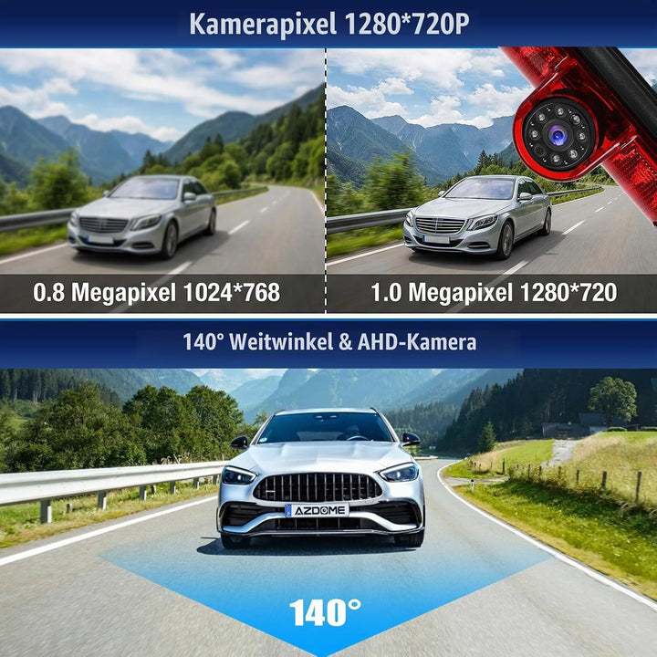 CAMECHO Bremsleuchte Rückfahrkamera HD Nachtsicht IP67 Wasserdichter Kamera für FIAT Ducato Peugeot