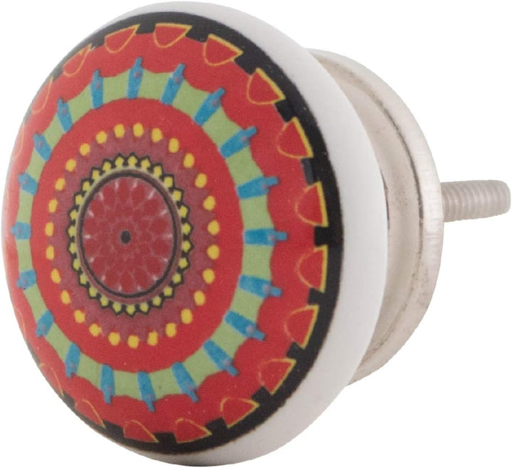 Knober Set 10 Stück Möbelknöpf Keramik Mandala Energy Shabby-Chic Schrankknöpfe Türgriff (1. Buntes