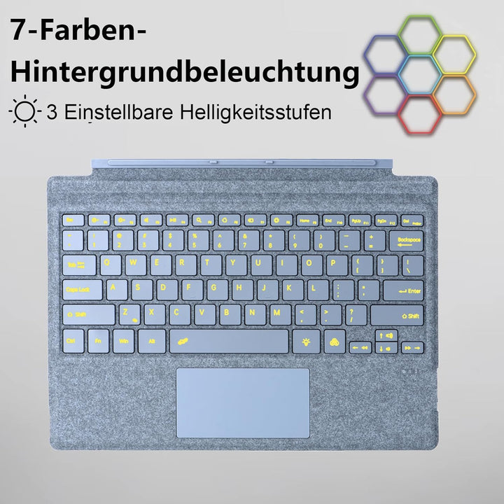 Bluetooth-Tastatur für Microsoft Surface Pro Copilot+ PC (11. Edition), kompatibel mit Pro 8 Pro 9 P