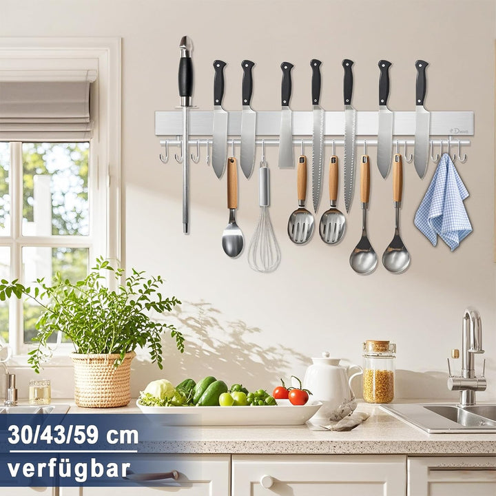 Dmore Magnetleiste Messer mit 15 Haken, 59 cm Messerhalter magnetisch aus Edelstahl, Magnet Messerha