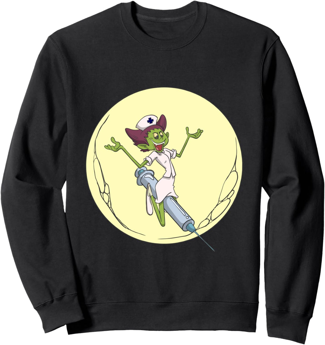 Krankenschwester Vampir Hexe Spritze Besen Mond Sweatshirt