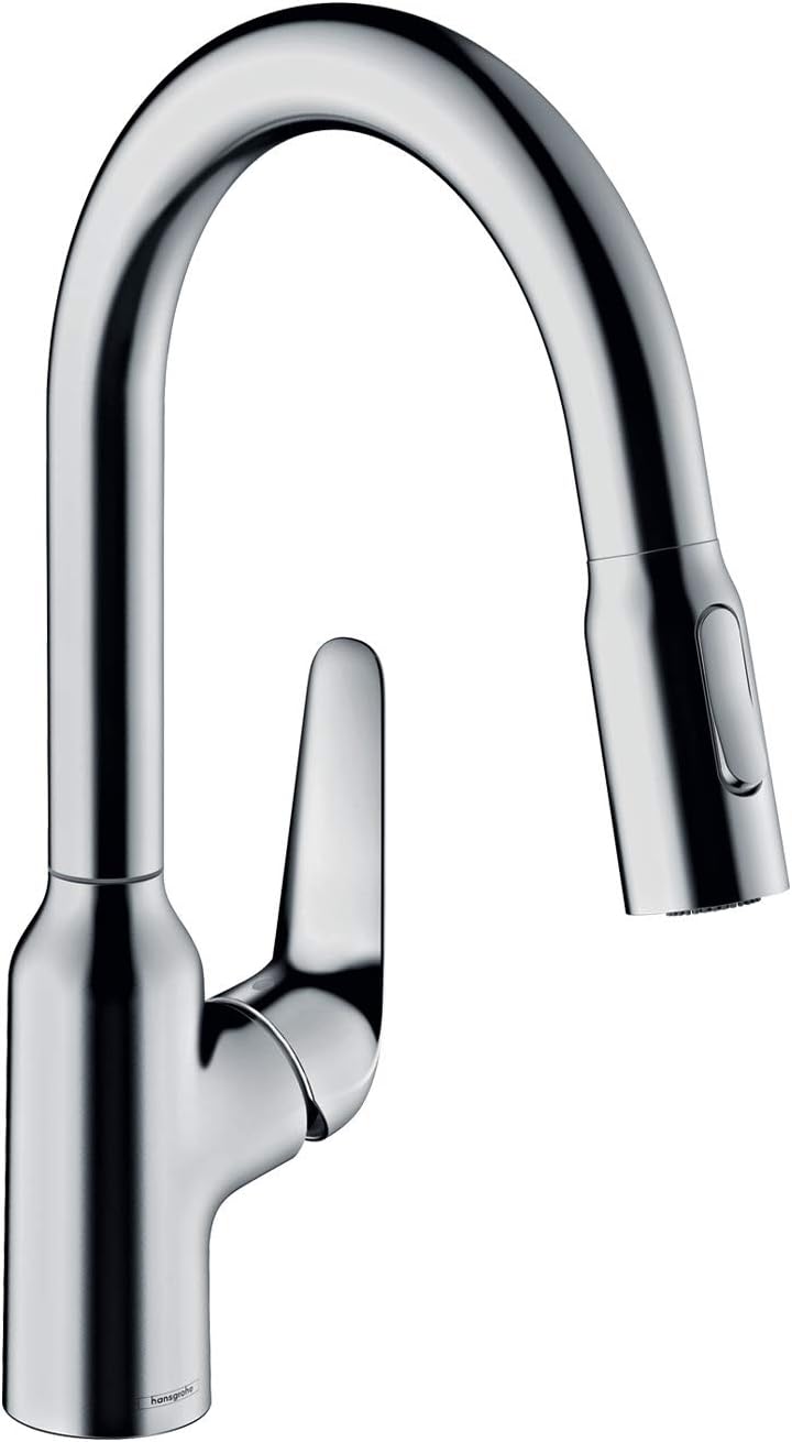 hansgrohe Küchenarmatur mit Schlauchbox (Wasserhahn Küche 360° schwenkbar, ausziehbare Brause mit 2