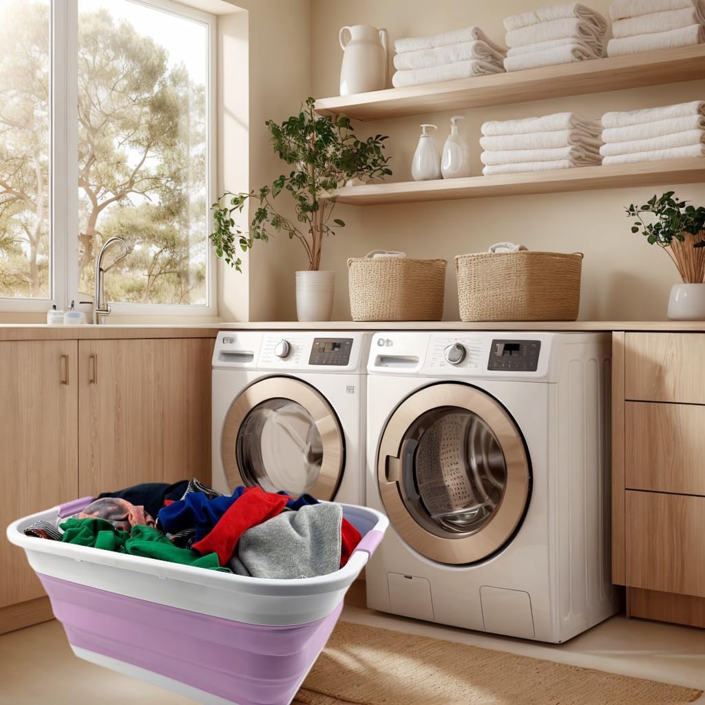 SAMMART 41L Collapsible Plastic Laundry Basket - Foldable Pop Up Storage Container/Organizer - Porta