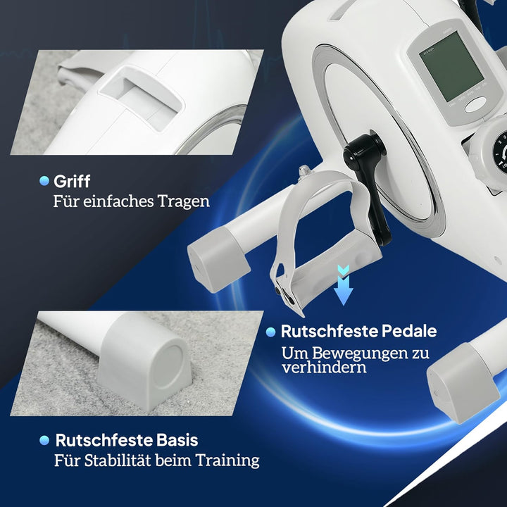 SPORTNOW Pedaltrainer Trainingsgerät mit 8-stufigem Magnetwiderstand & LCD-Display für Senioren Mini