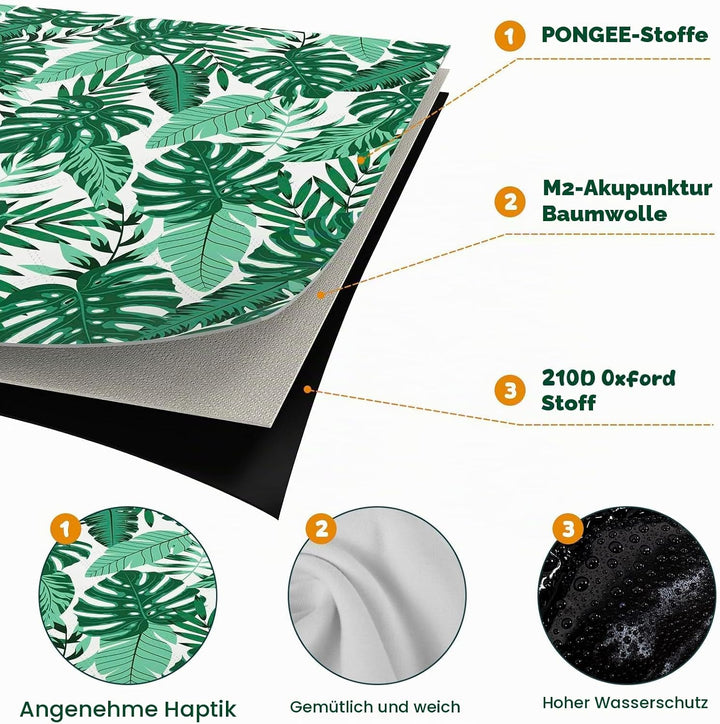 MAILLARD Picknickdecke,200x200 cm,Wasserdicht &amp; Isoliert,Blattmuster Sandfeste Strandmatte für 4-6 C