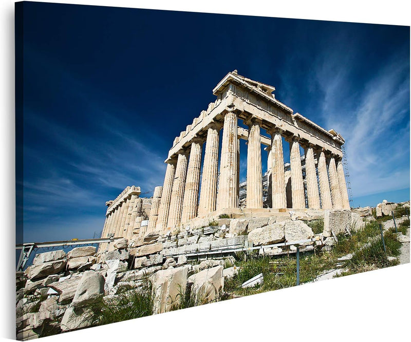 islandburner Bild auf Leinwand Akropolis Blauer Himmel Bilder Wandbilder Poster Leinwand 100x57cm, L