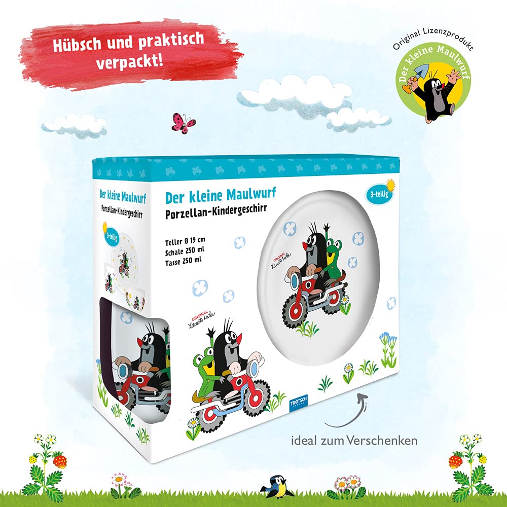 Trötsch Der kleine Maulwurf Geschirrset Motorrad, Literaturbeilage