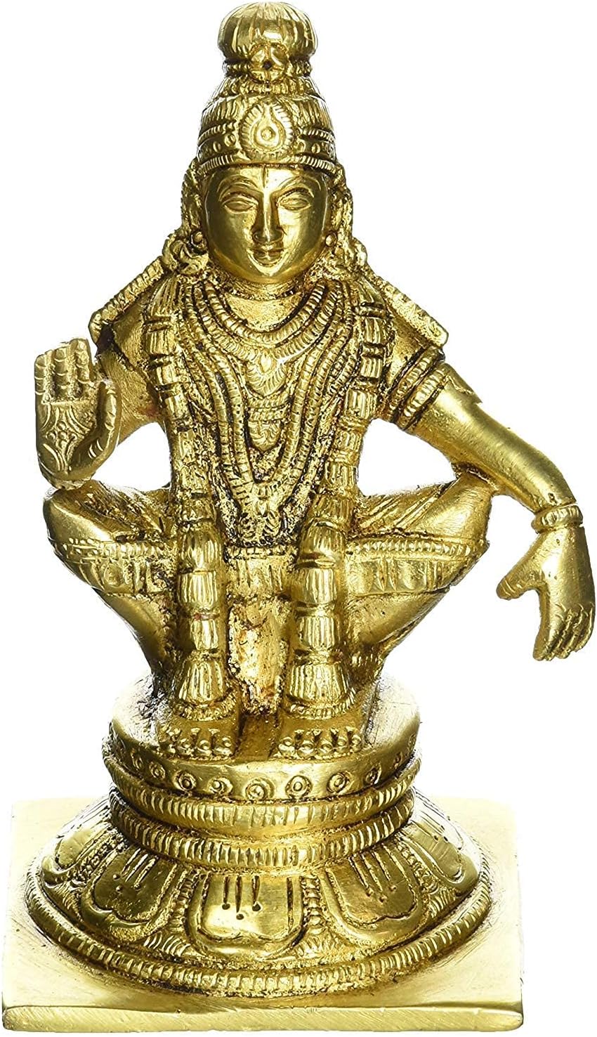Aone Indien Statue Lord Ayappan aus feinem Messing, sitzend