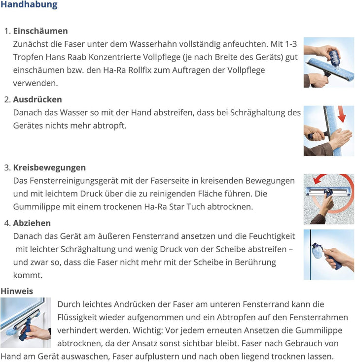 Ha-Ra Fenster-Putz-Starterset I Fensterwischer 32cm I Praktischer Rollfix 75 ml gefüllt mit konzentr