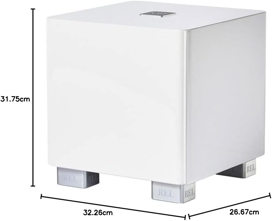 REL Acoustics T/5x Subwoofer, 20.3 cm Down-Firing Driver, Arrow Wireless Port High Gloss White
