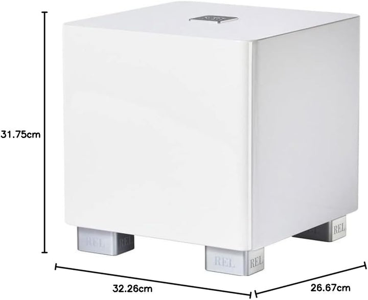 REL Acoustics T/5x Subwoofer, 20.3 cm Down-Firing Driver, Arrow Wireless Port High Gloss White