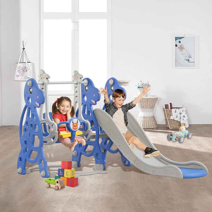 FIVMEN Rutsche Kinderrutsche 4-in-1 Set, Kinder Spielzeugrutsche Indoor Outdoor mit Basketballkorb &