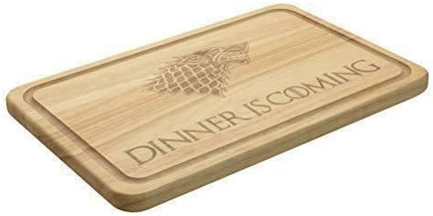 Dinner is coming Schneidebrett Holzbrett Käsebrett Küchenbrett Hartholz lasergraviert Küche Geschenk