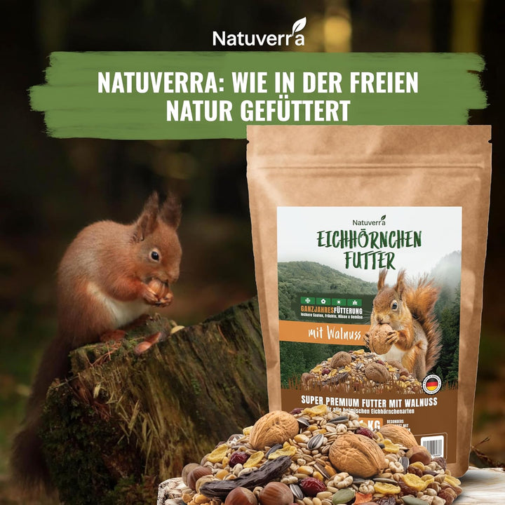 Eichhörnchenfutter 1 kg für Eichhörnchen & Streifenhörnchen I Ganzjahres-Futter Eichhörnchen, Streif